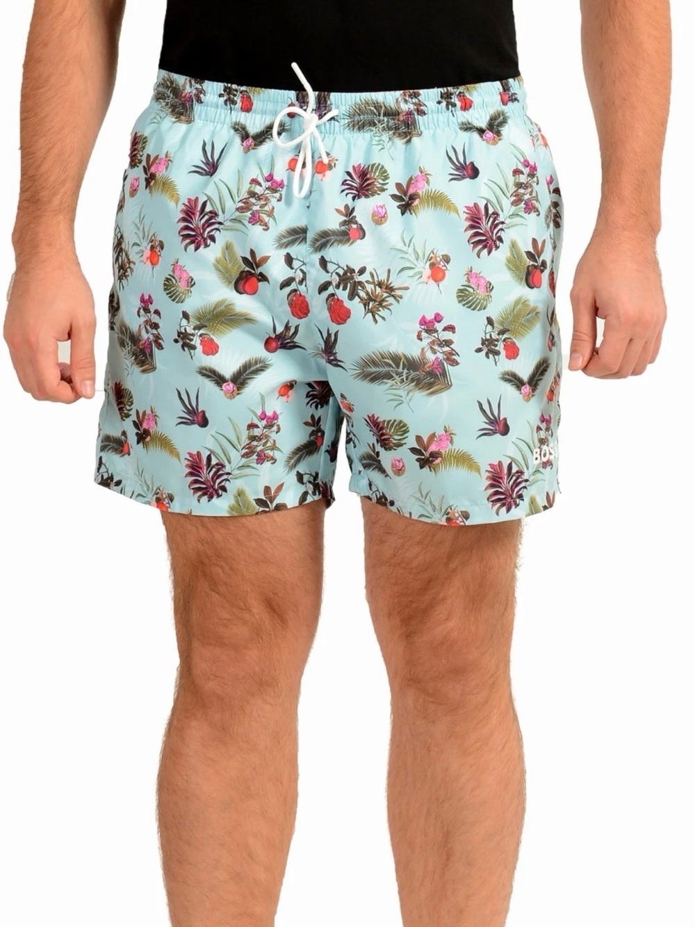 Hugo Boss Men's "Piranha" Floral Print Swim Board Shorts INT Size Large
